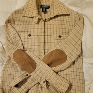 Lauren by Ralf Lauren womens wool plaid zip front jacket